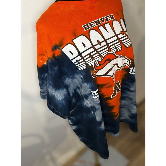 Denver Broncos Tie Dye T Shirt Men NFL Football Orange Blue Team Apparel - Picture 4 of 7